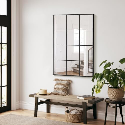 Window Pane Mirror for Wall Decor, 24" x 36" Decorative Mirror, Black - Image 7