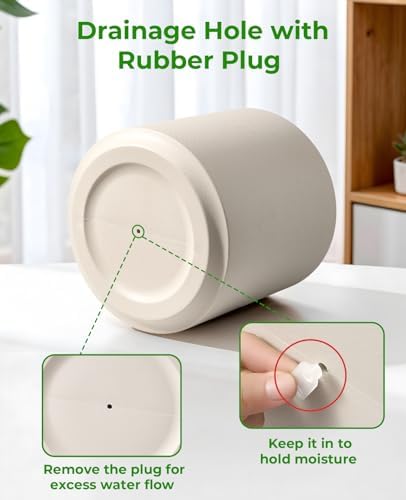 homenote 13.2 Inch Large Plant Pot with Drainage Plug for Indoor Use - Image 6