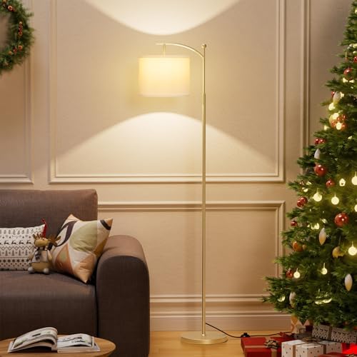 Ambimall 60" Floor Lamp for Living Room with 3 Color Temperatures, Adjustable White Shade with Gold Pole, Tall Lamp for Bedroom Office Classroom Dorm Room, 9W LED Bulb Included - Image 7
