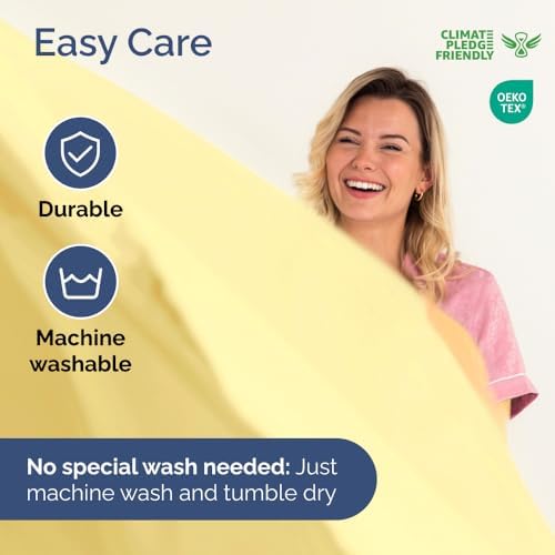 Short Queen Size 4 Piece Bed Sheet Set - RV Short Queen Sheets - Yellow - Image 6