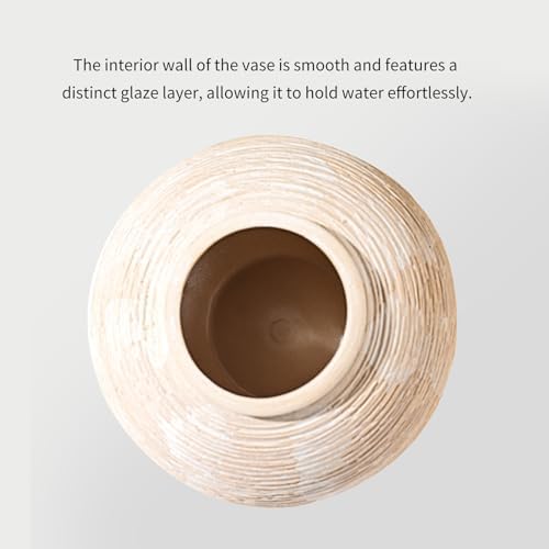 Rustic Ceramic Vintage Farmhouse Vase for Decor (Small Ribbed Whitewash) - Image 6