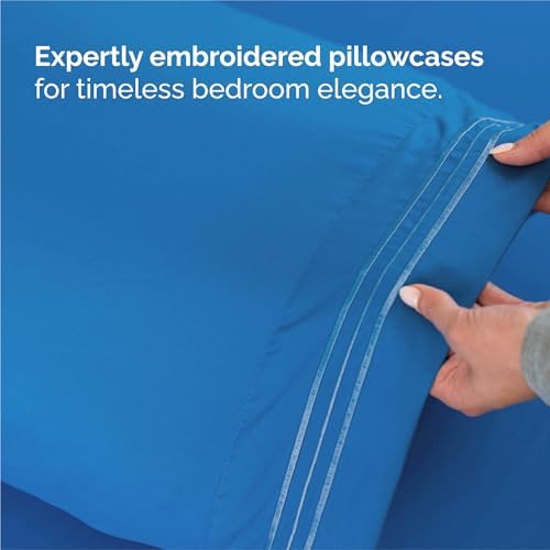 Split King Size 5 Piece Sheet Set - Comfy Breathable & Cooling - Royal Blue - Image 6