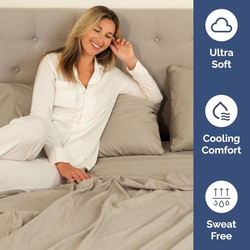 Flex Top Split Head King 4 Piece Sheet Set - Ultra-Soft - Heathered Beige - Image 6