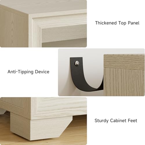 ONBRILL 60 Inches Sideboard Buffet Cabinet with Storage and 4 Doors, White - Image 6