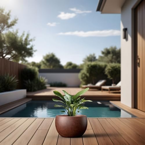 Kante Large Round Bowl Rusty Concrete Planter 19.9" Dia, Outdoor - Image 6