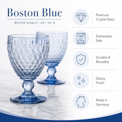 Villeroy & Boch Boston Water Goblet, Blue, Set of 4 - Image 7