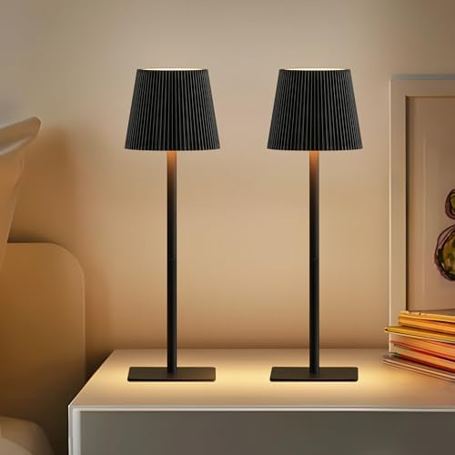 LUTEC 4 Pack Cordless Table Lamp,6000mAh Rechargeable Battery Operated Desk Lamp,Two Adjustable Heights,Waterproof, Touch Control & 3 Color Stepless Dimming for Restaurant/Bedroom/Bars/Outdoor (Black) - Image 7