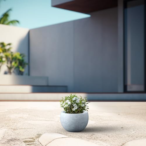 Kante Small Round Bowl Blue Gray Concrete Planter 11.8" Dia, Outdoor - Image 6