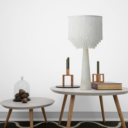 5-Tier Cake Drum Tassel Lamp shade Replacement for Table Lamps, Floor Lamps and Pendant Lights - Handcrafted Polyester Tassel, Includes E26 to Harp Converter (White) - Image 6