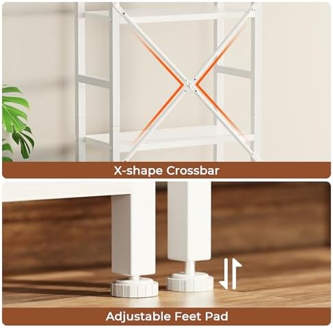 SUPERJARE Triple Bookshelf, Bookcase with 11 Open Display Shelves, Wide Book Shelf Book Case for Home & Office, 4 Tier, White - Image 7
