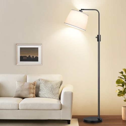 【Upgraded】 Dimmable Floor Lamp, 1000 Lumens LED Edison Bulb Included, Arc Black Floor Lamps for Living Room Modern Standing Lamp with White Shade, Tall Lamps for Living Room Bedroom Office Dining Room - Image 7