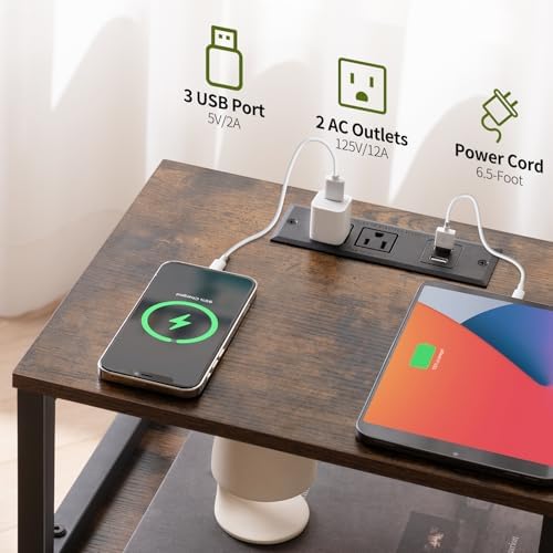 Yoobure Farmhouse Nightstand with Charging Station, Night Stand Barn Door - Image 6