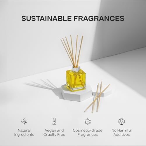 Doctor Aromas Premium Reed Diffuser Diffuser Glass Jar Set Elegant Scent for Home, Room or Bathroom and Fresh Air Scent Lasting Home Fragrance Over 90 Days (Pack of 1, Verde) - Image 5
