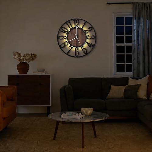 24" Silent Wall Clock – Adjustable Night Light, Battery Operated - Image 7