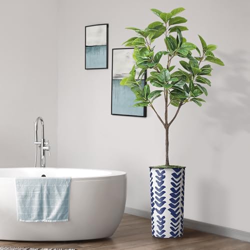 Artificial Tree in Pattern Planter, Fake Rubber Silk TRE for Indoor and Outdoor Home Decoration - 70" Overall Tall (Plant Pot Plus Tree) - Image 6
