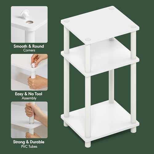 Furinno JUST Toolless 3-Tier Side Table Set of 2, White(Espresso) - Image 6