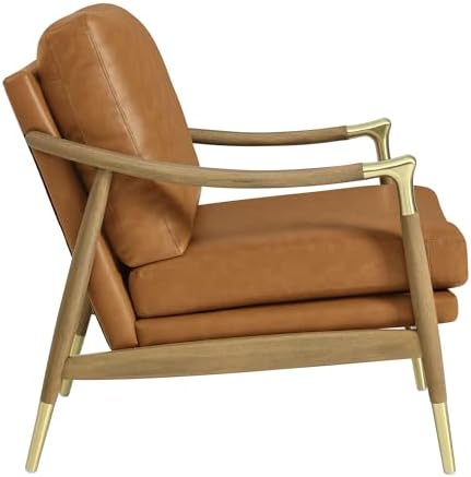Modway Langford Faux Leather Upholstered Armchair – Mid-Century Modern Armchair with Wood Frame – PU Leather Accent Chair for Living Room or Bedroom - Image 7