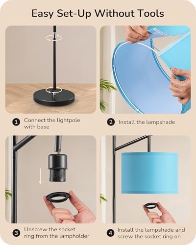 EDISHINE Blue Floor Lamps for Living Room, 64.7" Modern Standing Lamp - Image 7