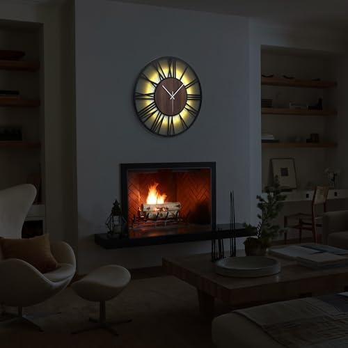 24" Silent Wall Clock – Glow Night Light, Battery Operated - Image 7