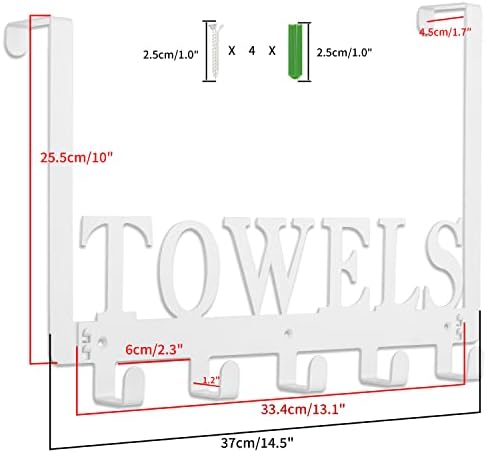 Kuhome Towel Hooks Over The Door Hooks Hangers Wall Mount Towel Rack Towel Holder for Bathroom, Storage Coat Hooks for Home Decor Metal Organizer for Towel Clothes Bag Robe(White) - Image 5