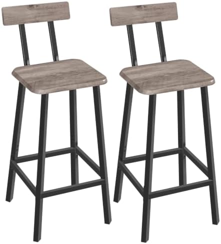 MAHANCRIS Bar Stools, Set of 2 Bar Chairs with Backrest and Footrest, 26" Breakfast Chairs, Counter Stools for Bar, Living Room, Kitchen, and Dining Room, Greige BAHG05101 - Image 7