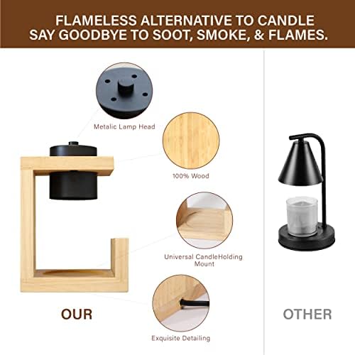 AIKUT Candle Warmer Lamp, with 2 Bulbs,Timer & Dimmer,Simple Natural Wood,Compatible Up to 4.5 inch Candles,for Home Scented and Décor,110-120V (Wood) - Image 6