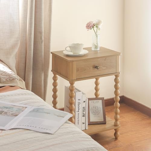 AWASEN Night Stand, Wood End Table with Drawer for Living Room, Small Bedside Side Table with Spindle Wood Legs for Bedroom, Office, Rustic Walnut - Image 6