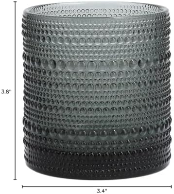 Fortessa Jupiter Beaded Hobnail Glass, 14 Ounce Triple Old Fashioned (Set of 6), Storm - Image 2