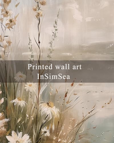 InSimSea Framed Canvas Wall Art Vintage Decor, Wildflowers Landscape Pictures Bathroom Wall Decor Aesthetic, Living Room Bedroom Flower Nature Home Decorations, 16x24inch - Image 7