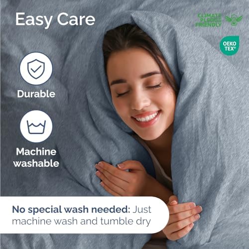 Short Queen Size 4 Piece Bed Sheet Set - RV Short Queen - Heathered Blue - Image 6