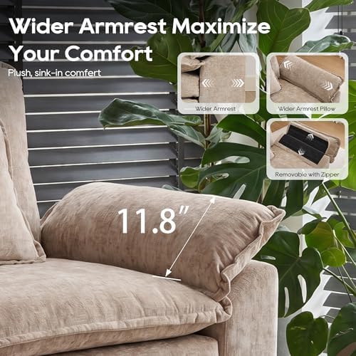 URRED Oversized Modular Sectional Sofa,Khaki:122" L Shaped - Image 6