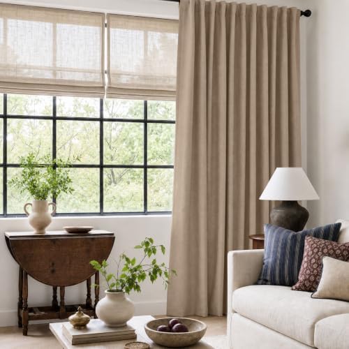 Linen Textured Blackout Sliding Door Curtains 96 Inches Long, Copper Brown - Image 6