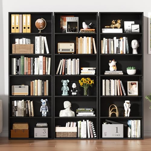 6-Tier Bookshelf, Modern Open Bookcase,6 Shelf Display Storage Shelves Floor Standing, 71 inches Tall Shelves for Home Office, Black - Image 6