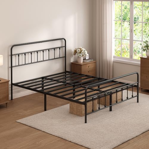 Full Size Metal Bed Frame with Headboard and Footboard,Black - Image 6