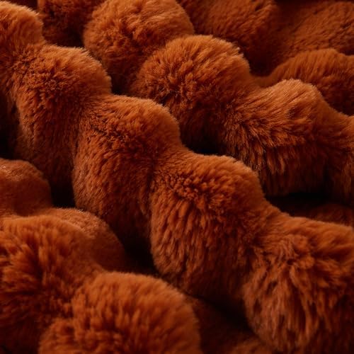 COOVA Soft Bubble Faux Fur Throw Blanket, 60"x80", Brown - Image 4