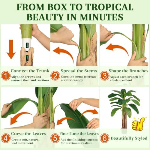 5ft Artificial Banana Tree Real Bark Trunk Faux Banana Leaf Tree - Image 6