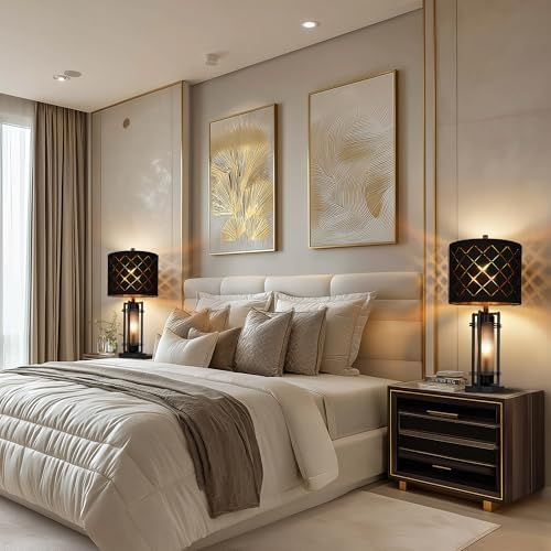 WIHTU 27'' Modern Table Lamp Set of 2 with Nightlight, Metal Bedside Lamps - Image 7