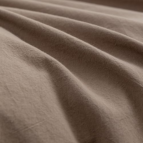BESTOUCH Cotton Solid Duvet Cover Set Pine Bark Brown Oversized King - Image 6