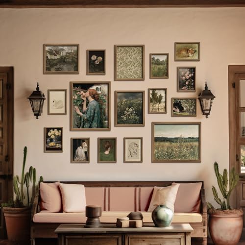 ANERZA 16 PCS Framed Vintage Wall Art Decor, French Country Wall Prints for Bedroom, Landscape Gallery Wall Frame Set, Farmhouse Posters for Living Room Aesthetic, Rustic Collage Kit, Dorm Home Decor - Image 7