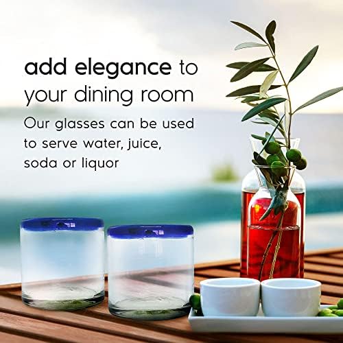 Cobalt Blue Rim 8 oz DOF Rock Glasses (set of 6), Recycled Glass, Lead-free, Toxin-Free (DOF Rocks) - Image 6