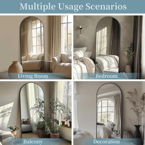 68"x28" Arched Full Length Mirror with Stand,Full Body Floor Mirror - Image 7