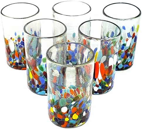 Clear & Confetti 14 oz Drinking Glasses (set of 6), Recycled Glass, Lead-free, Toxin-Free (Drinking) - Image 6