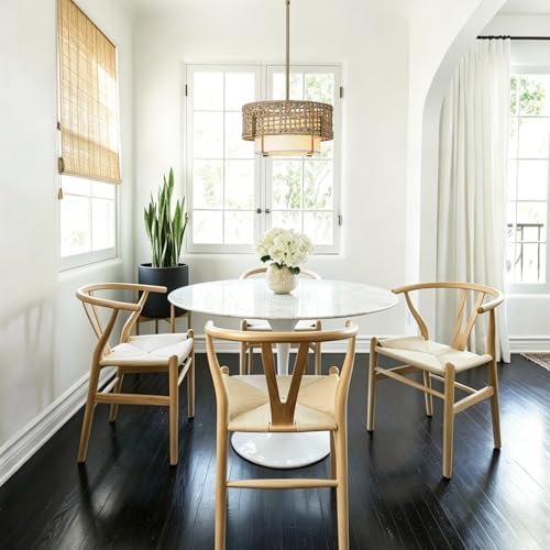 12.6" Rattan Pendant Light, Boho Chandelier for Kitchen Island - Image 7
