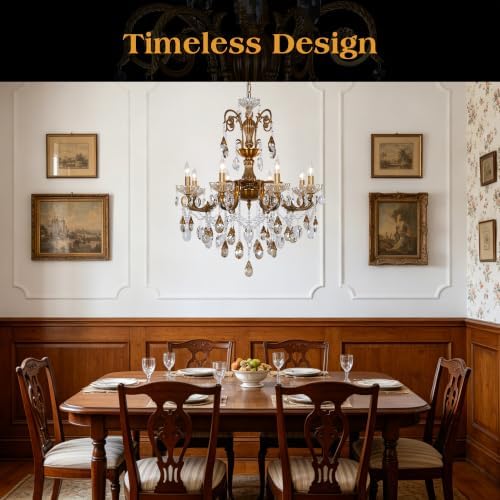 Antique Gold Bronze Crystal Chandeliers Candle Style Pendant Light - Image 7