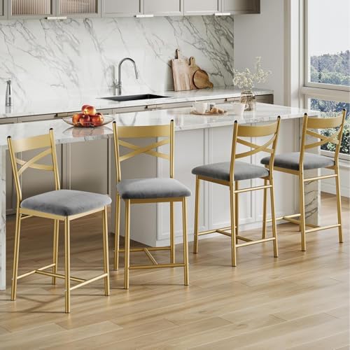 Garvee 26'' Bar Stools Set of 4, Counter Stools with Back & Thick Cushion - Image 6
