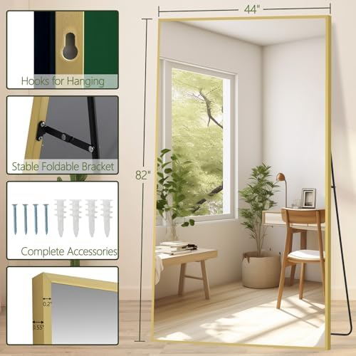 MELOMOIR 82"x44" Oversized Mirror Full Length, Gold Floor Mirror, 3-in-1 - Image 6