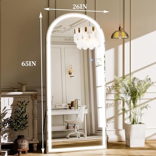 GLSLAND Arched LED Full Length Mirror - 65"x26" Full Body Standing Mirrors - Image 7