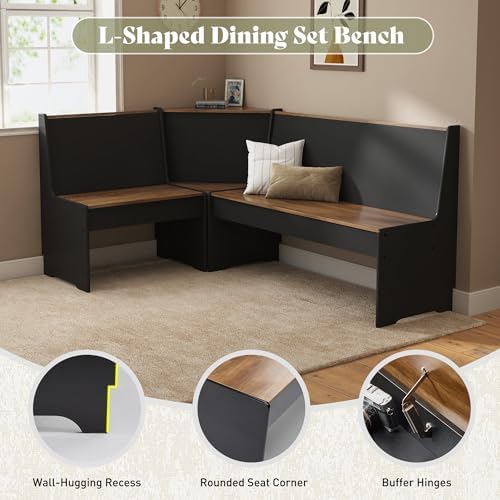 AMERLIFE 3-Piece Breakfast Nook Dining Set with Storage, Black Oak - Image 6