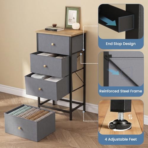 DUMOS Night Stand with 4 Drawers, Bedside Table for Bedroom - Image 6