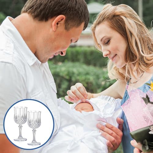 XUWAIDSGN 24 Pcs 7oz Plastic Vintage Wine Glasses Drinking Glasses Unbreakable Wedding Glassware Crystal Water Goblets Reusable Drinkware Vintage Champagne Flutes (24, Clear) - Image 7